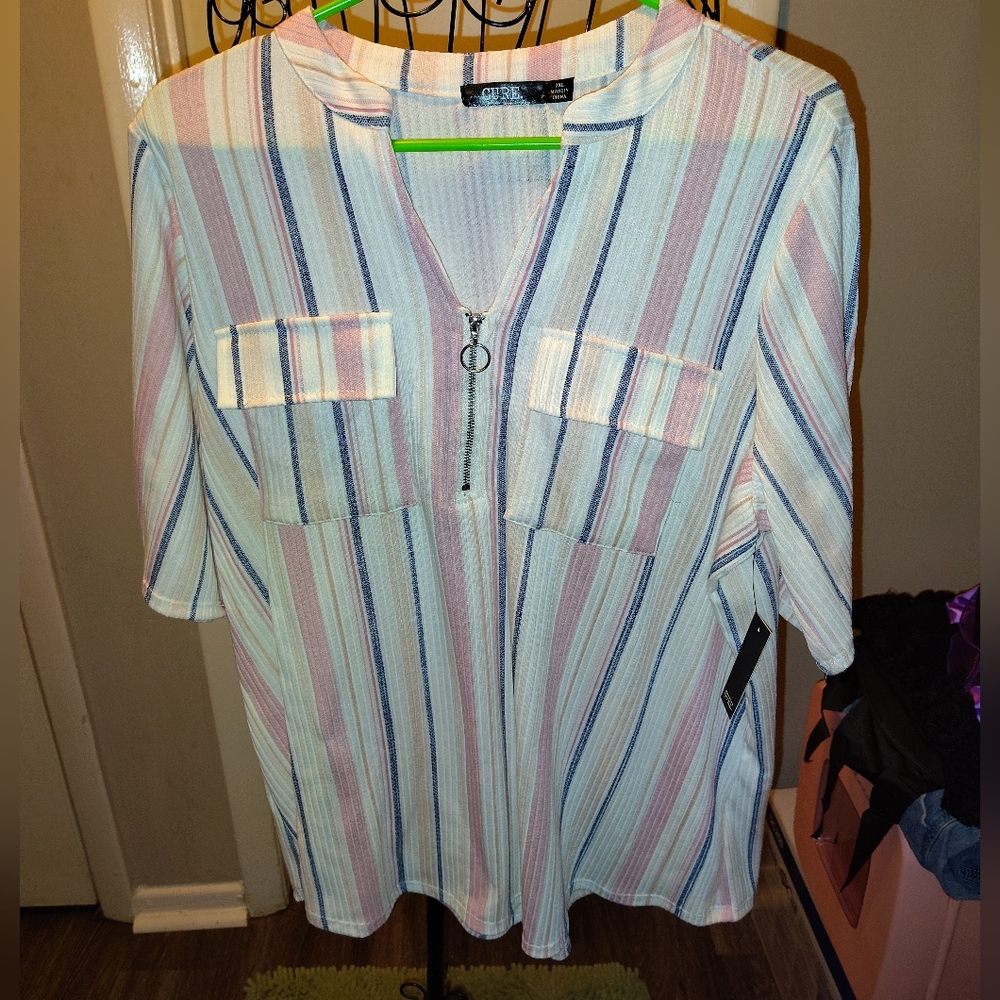 Cure Women's Plus Size 2XL Striped Top (NWT)